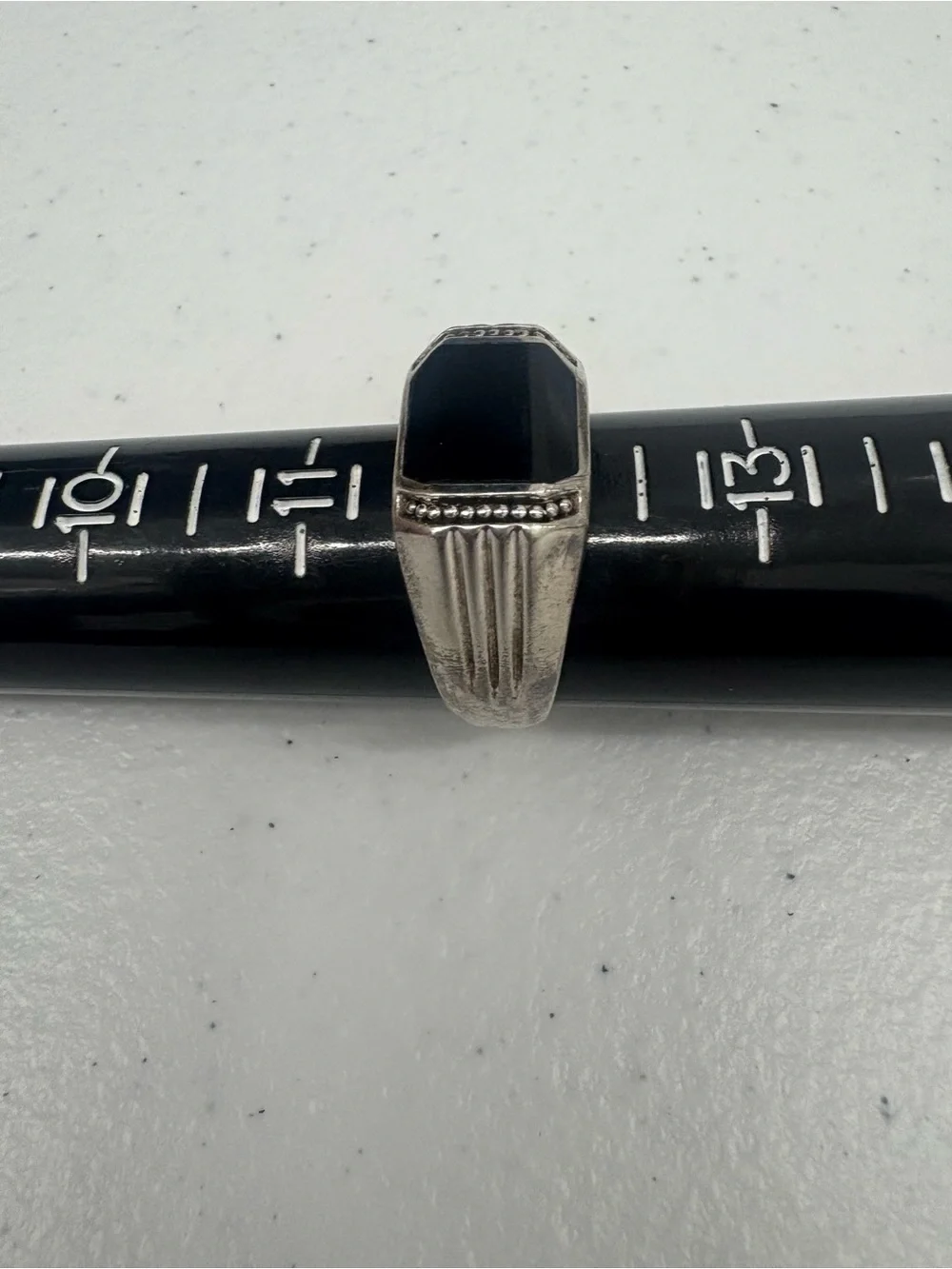Men's Black Onyx Signet Ring in Silver 9.25 Vintage
